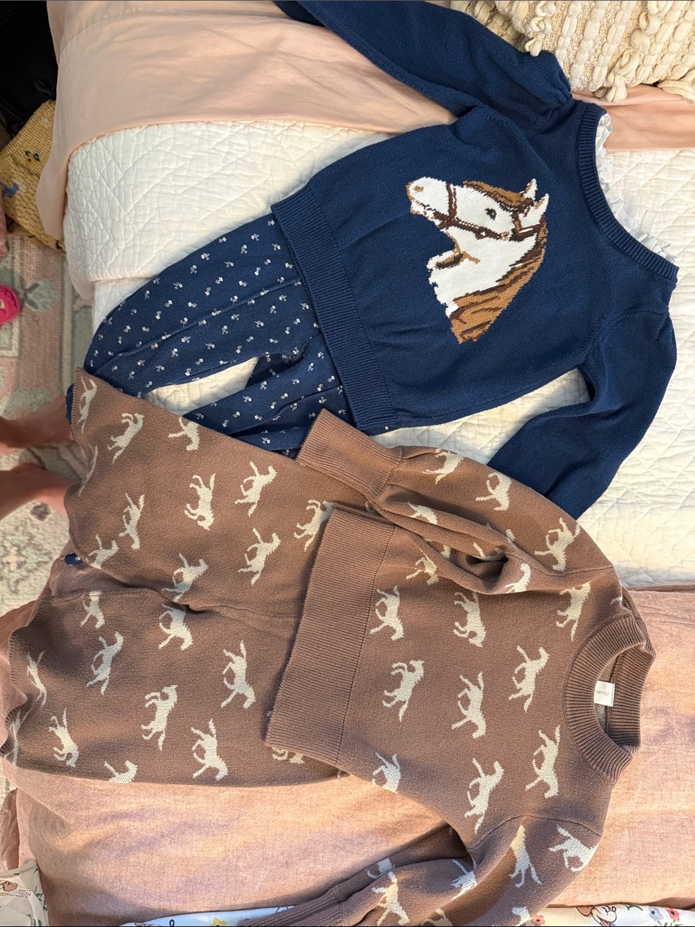 Janie and Jack Navy Horse Intarsia Sweater